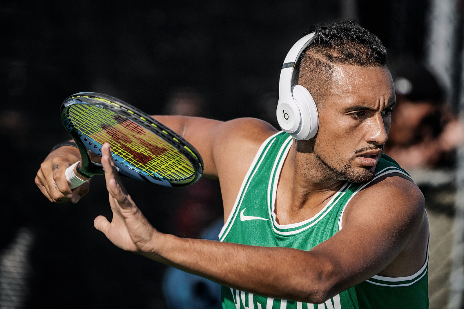 Montreal - AUGUST 5. Nick Kyrgios, professional tennis player and genius at training during ATP Tour Masters 1000 tournament, Canada Open aka Rogers Cup in Montreal August 5 2019.