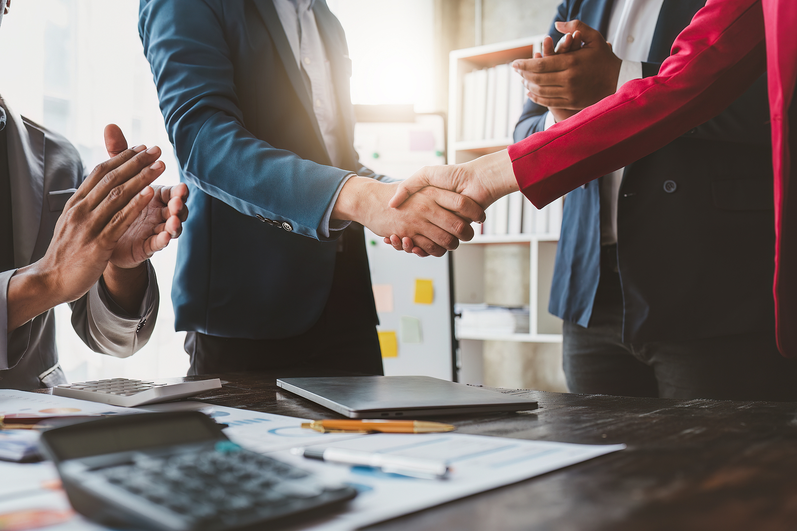 Business Shaking Hands. Successful Businessmen Handshaking After